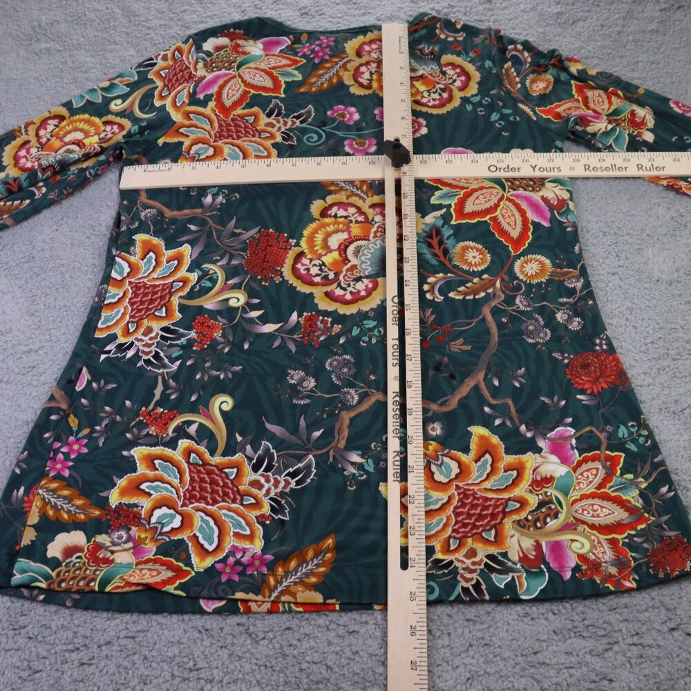 Johnny Was Orizaba Top Womens S Multicolor Floral Puff Sleeve Round Neck Boho - Picture 4 of 8